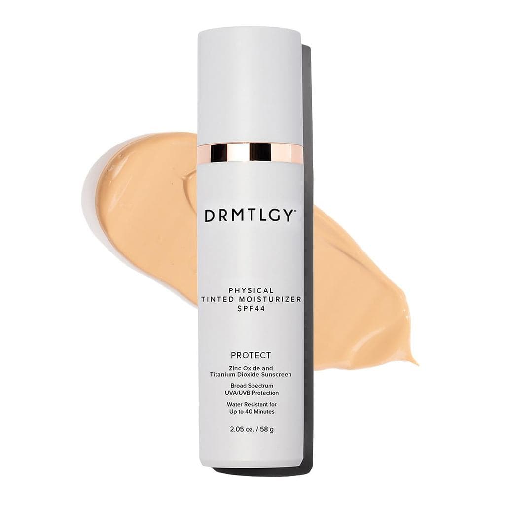 Hidratante Físico Colorido DRMTLGY, FPS 44.   Corante universal.   Protetor solar e base mineral multifuncional, oferece