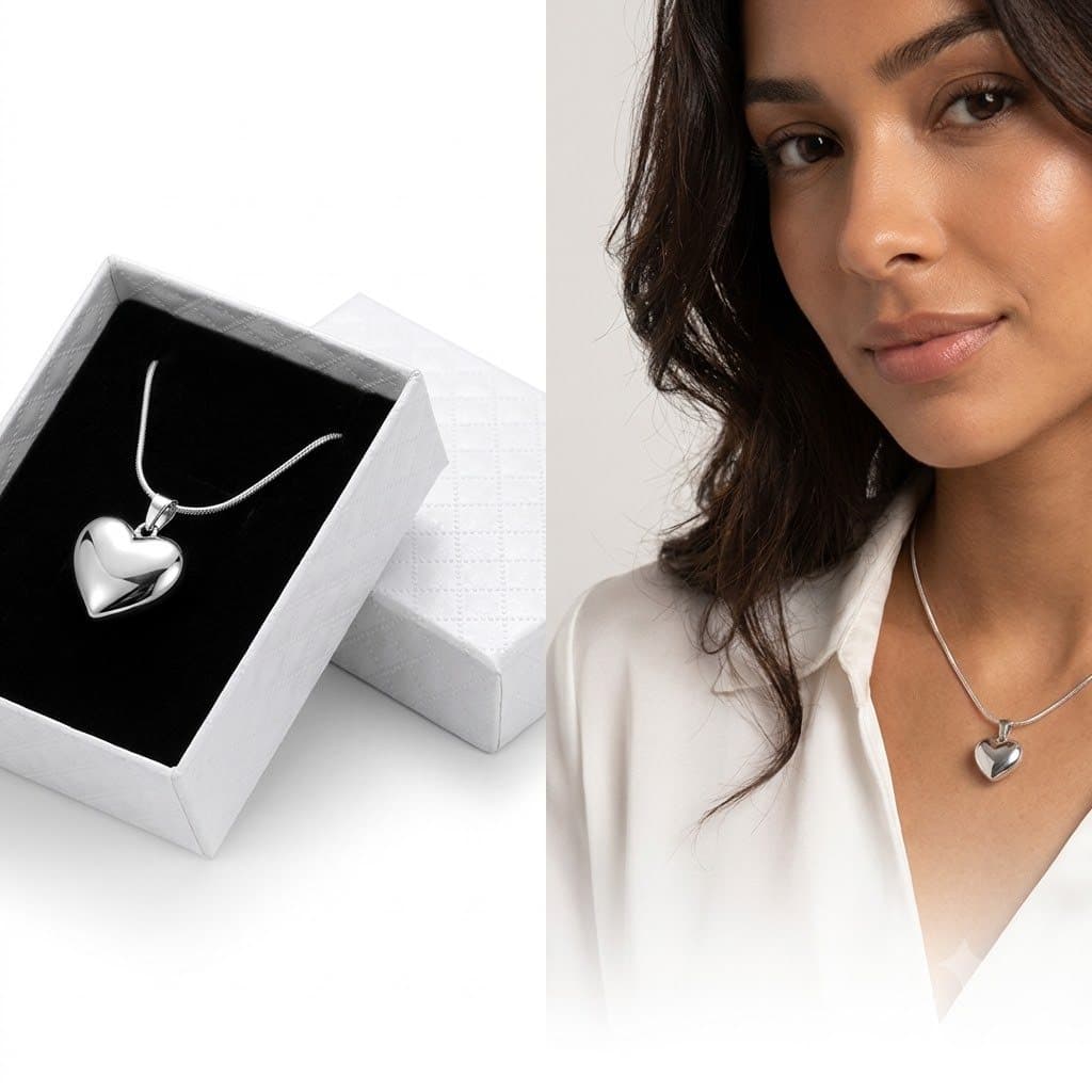 Colar Feminino Coração Pingente Prata 925  Banhado+ Caixa para Presente Luxuosa Perfeito