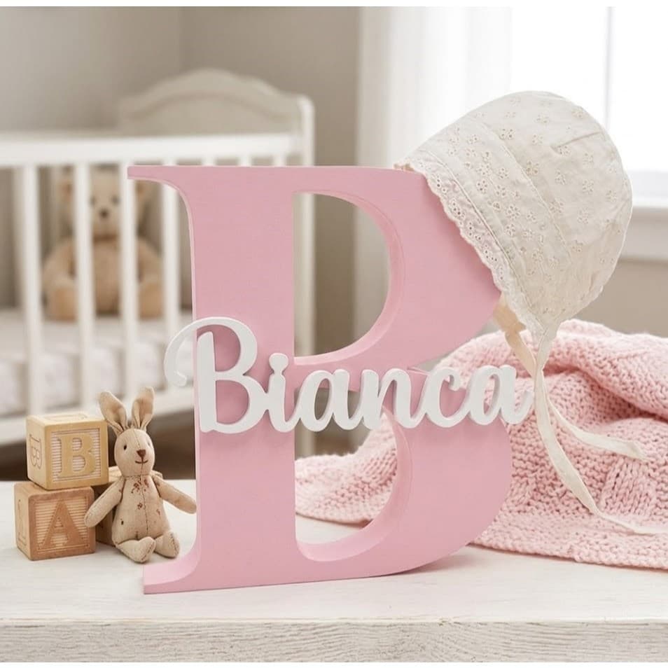 Letreiro Nome Personalizado 3D Placa Decorativa Presente Chá Revelação de Bebê Decoração Quarto Infantil Maternidade
