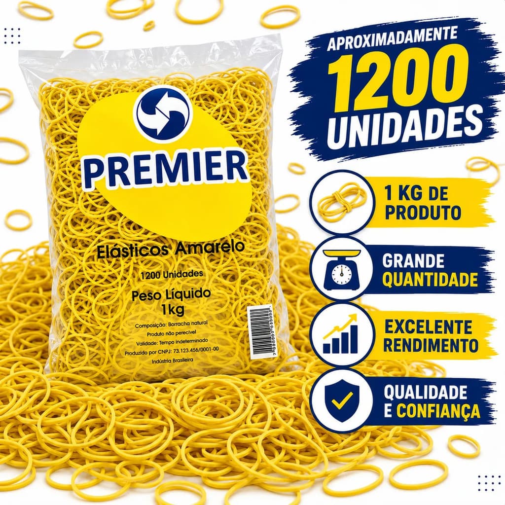Elástico Borrachinha De Dinheiro Amarelo N18 1Kg 1200 Unidades Multiuso Alta Elasticidade Pamonha Documentos E Pacotes