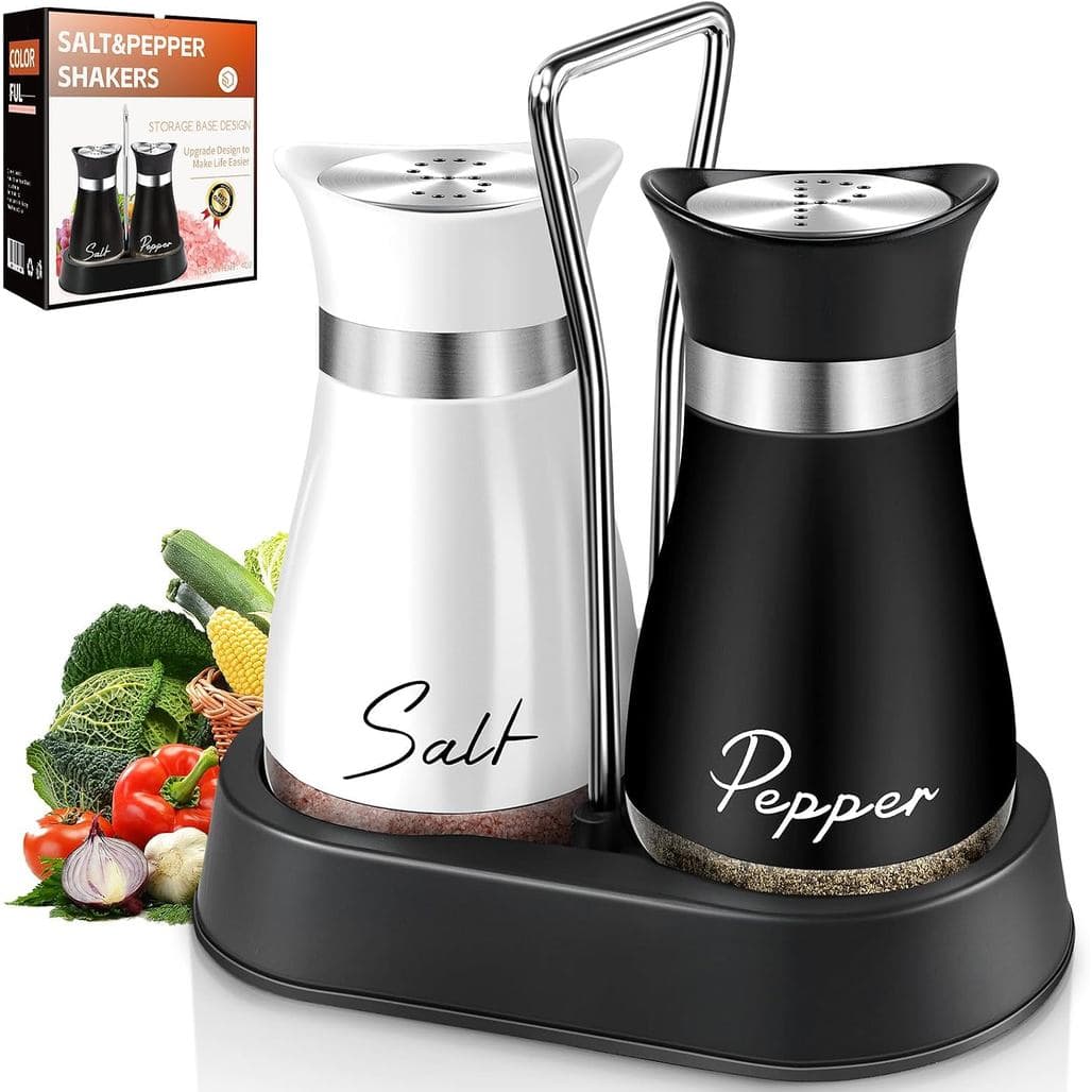 Conjunto de Saleiros e Pimenteiros, Saleiro de Aço Inoxidável de 4 oz, Recipientes para Sal e Pimenta Estilo Fazenda com