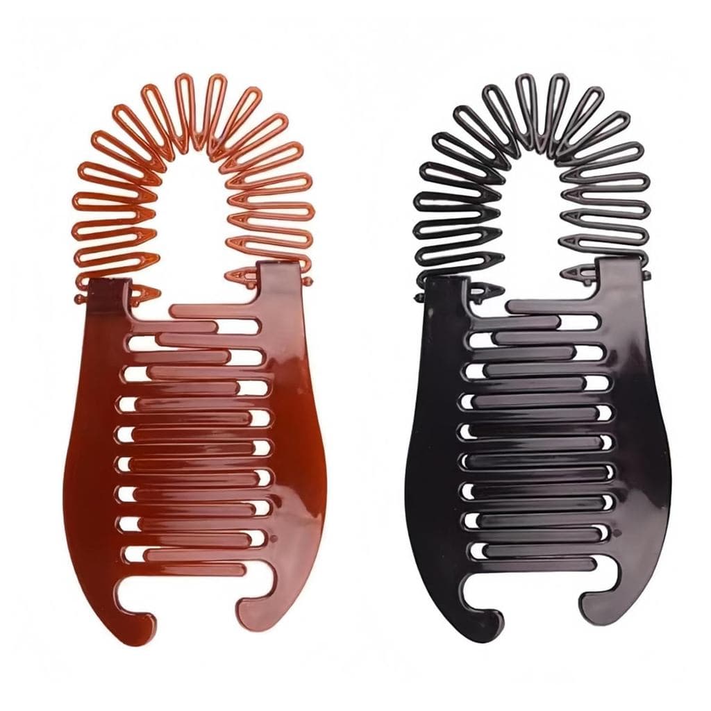 2 Pçs Grampos De Cabelo Banana Para Mulheres , Antiderrapante Rabo De Peixe Clincher Pente Garra Cavalo Titular Acessóri