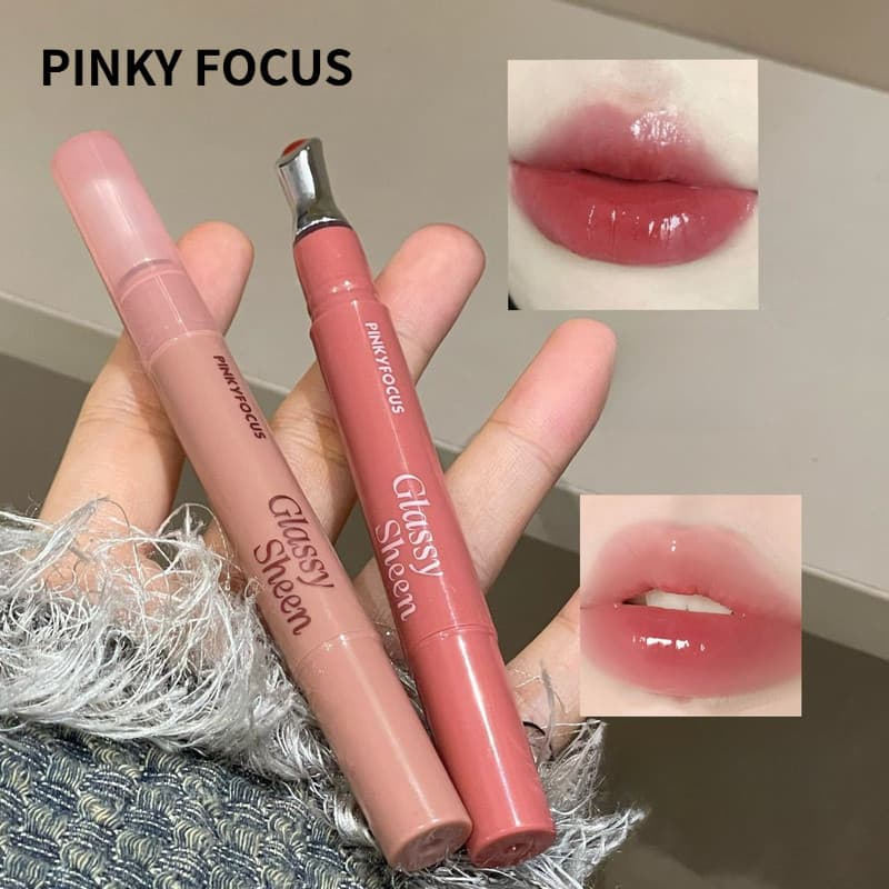 PINKYFOCUS Soro Labial De Vidro Hidratante , Brilho Espelhado Aquoso Transparente , Lábios Secos E Rechonchudos , Uso Lo