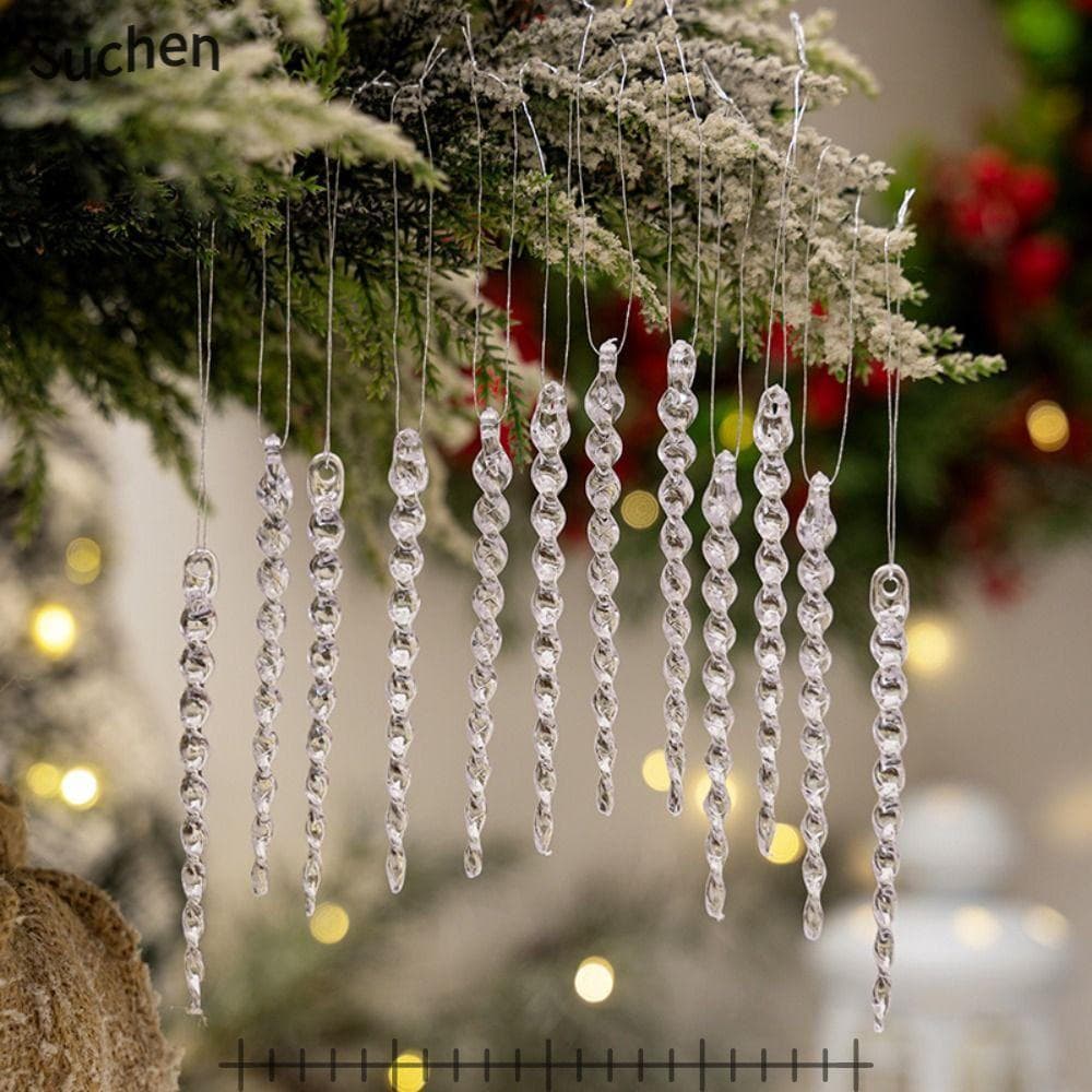 Decorações para árvore de Natal SUCHENJ2, pingentes suspensos, decorações criativas em forma de cubo de gelo, cristal