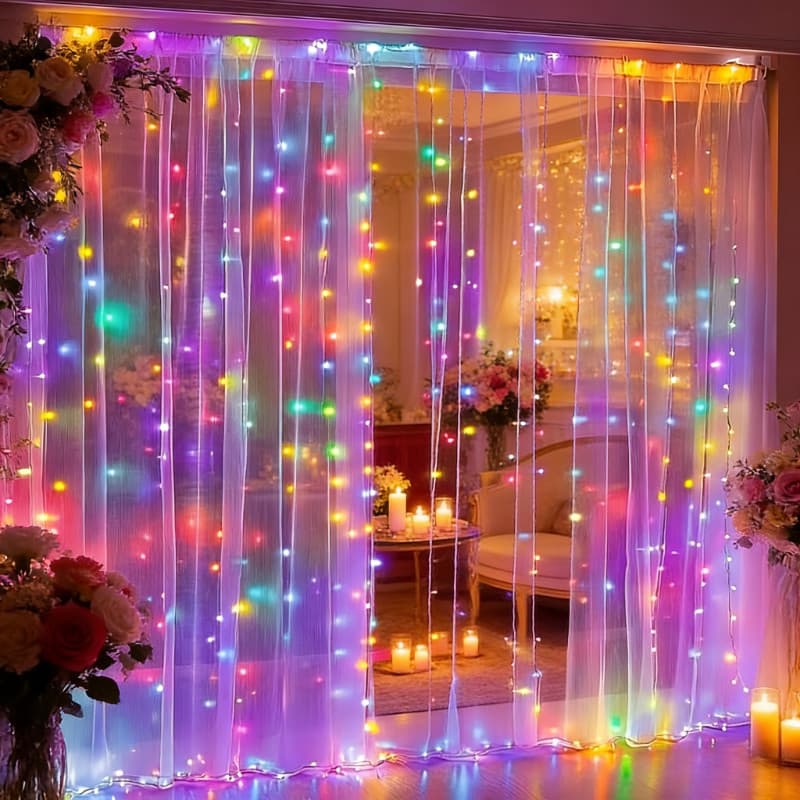 Cortina de Luzes Decorativas, com 300/200/100 LEDs, Luz para Janela, Cordão de Luzes Decorativas, Muito Adequada para De