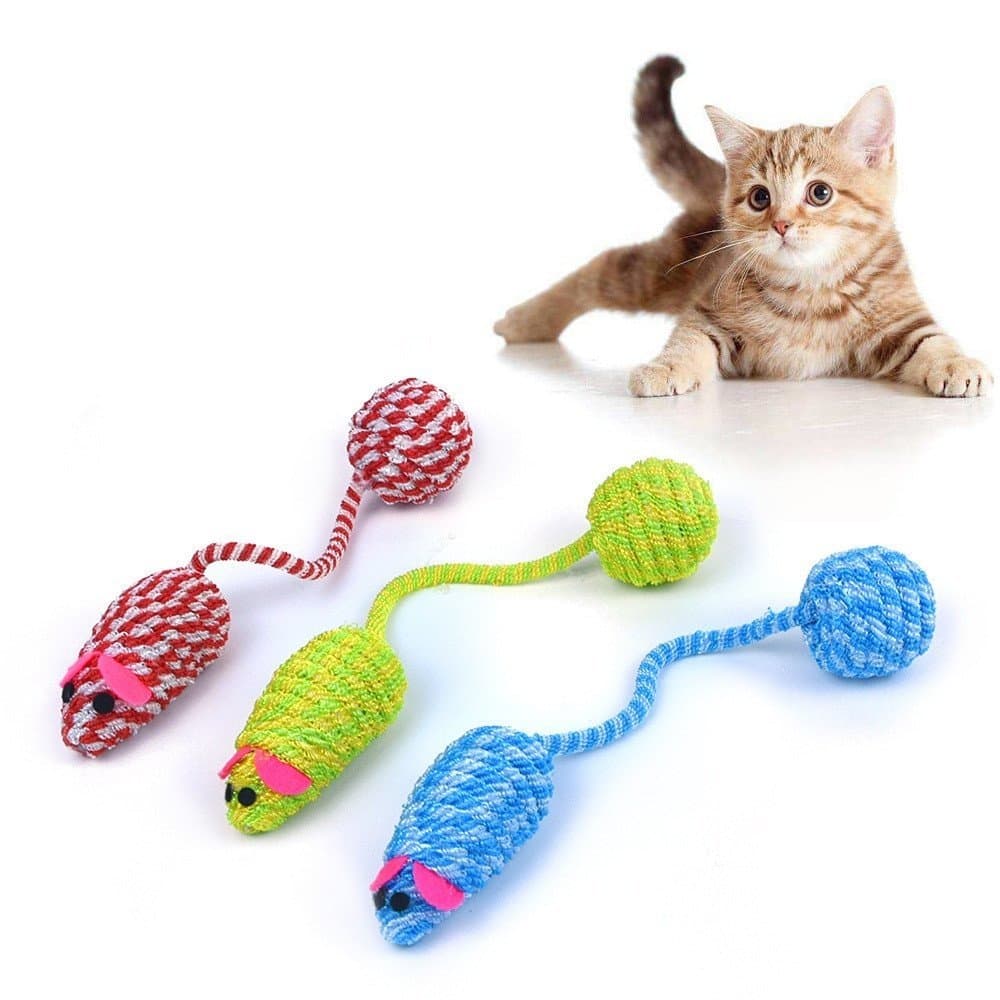 Brinquedo Para Pet Gatos Ratinho Com Bola De Poliéster Arranhador Interativo XH096