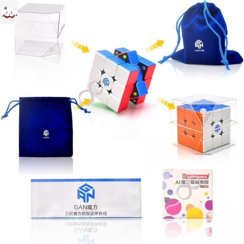 GAN 356 M 3x3 Cubo de Velocidade Magnético, 3x3x3 Cubo Mágico Liso e Rápido Sem Adesivo, Puzzle Cube Toy Presente para C