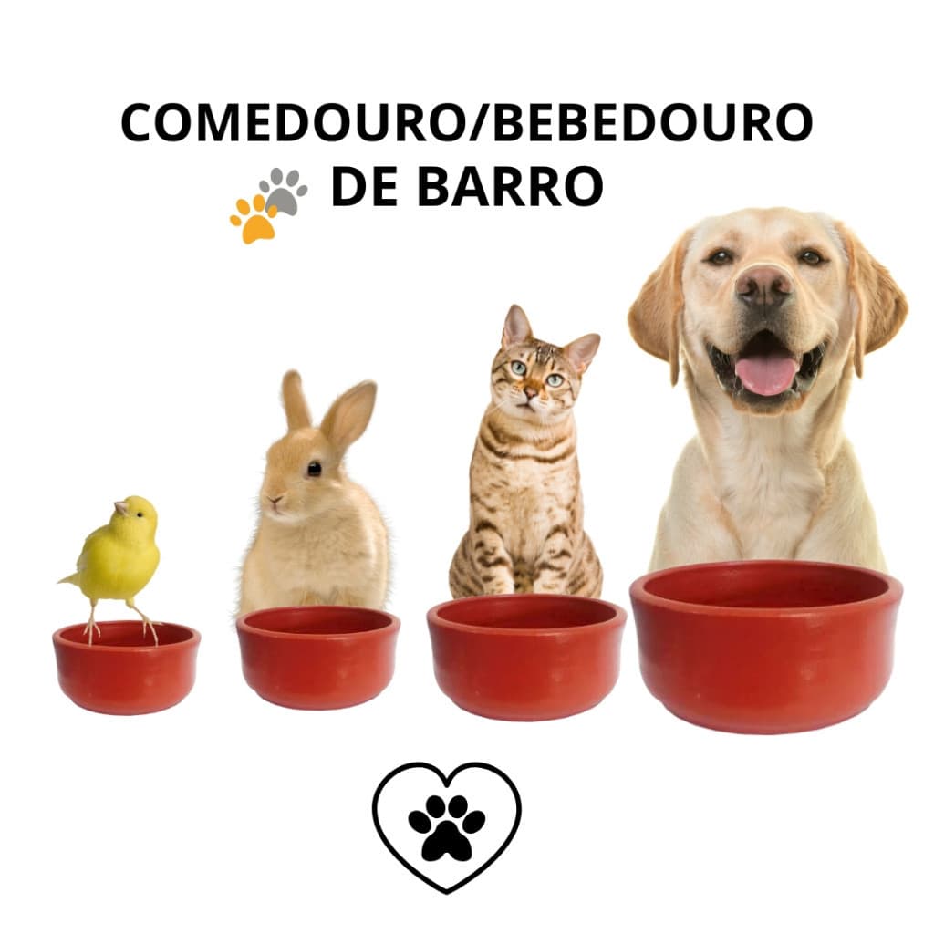 COMEDOURO / BEBEDOURO DE BARRO PARA PETS, CÃES GATOS AVES COELHOS - VARIOS TAMANHOS