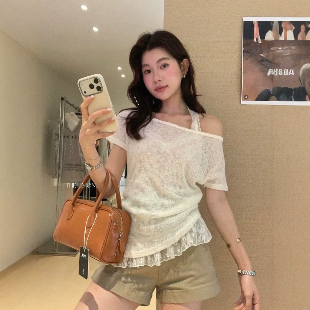 Blusa protetora solar de verão, conjunto de duas peças, camiseta feminina de manga curta, ombro de fora, Top cruzado com