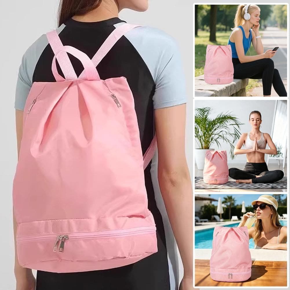 Mochila com Separação para Itens Secos e Molhados, Mochila de Viagem Impermeável com Compartimento para Calçados, Bolso