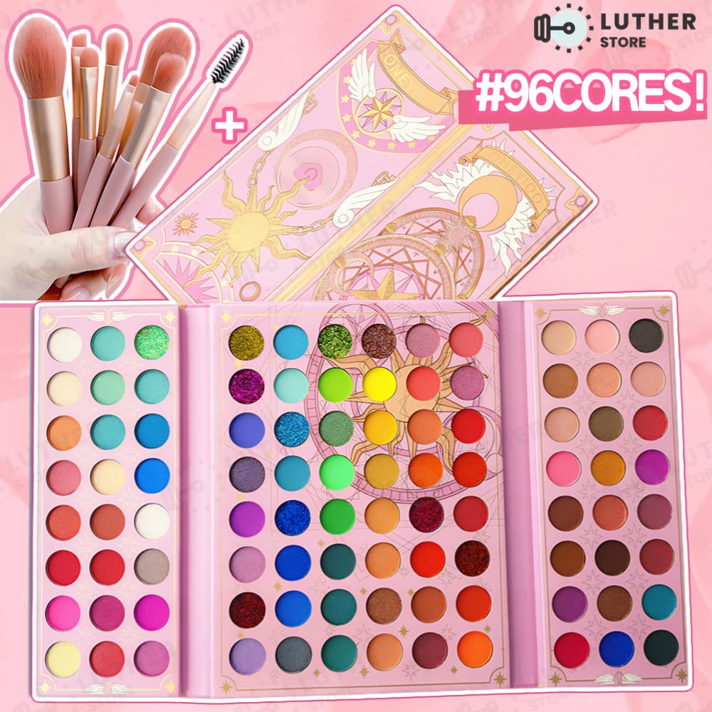 Paleta de Sombras de 96 Cores Peroladas / Foscas / Brilhantes / de Longa Duração com Pincéis de Maquiagem