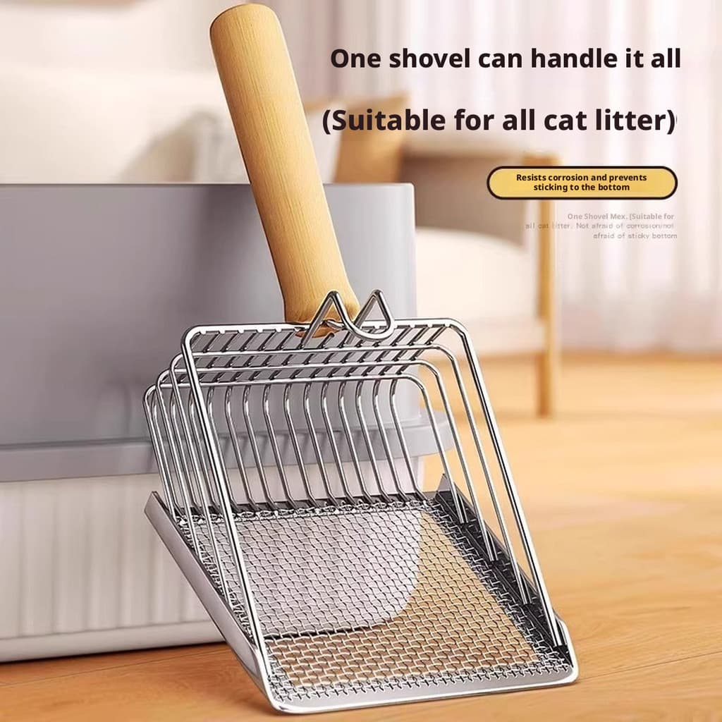 Pá para areia de gato dois em um, Metal, aço inoxidável, buraco fino, pá para areia de gato, minério, areia, Tofu, rede