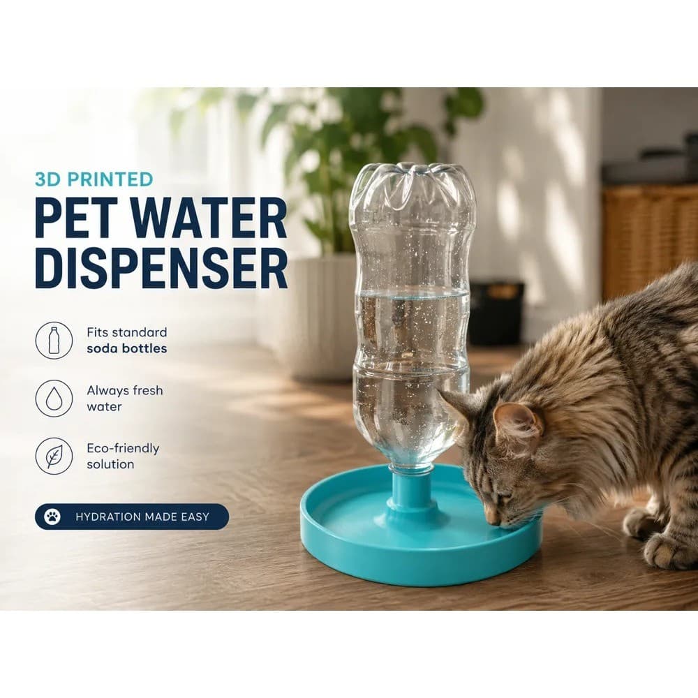 Bebedouro Automático para Pets Compatível com Garrafa PET Impresso em 3D