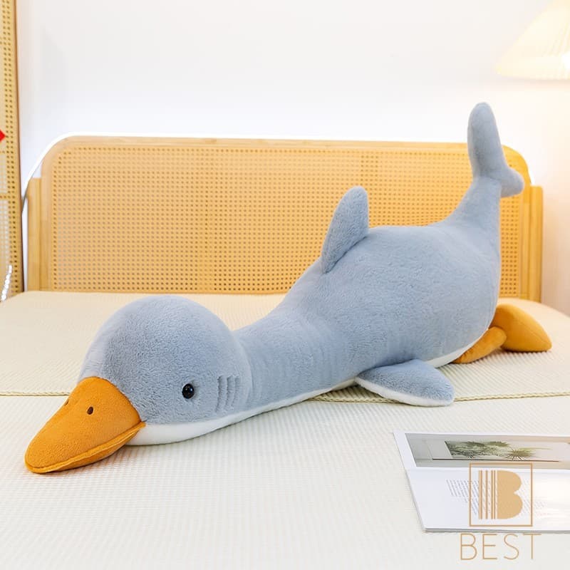 Boneca De Pelúcia De Pato Tubarão-Brinquedo De Travesseiro Macio Série Oceano Para Crianças E Meninas