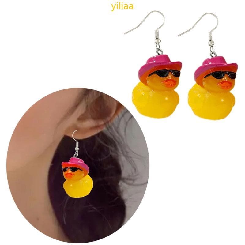 Peculiar Pato Amarelo Chaveiro Orelha Gancho Charme Chique Pingente Elegante Para Enthusi
