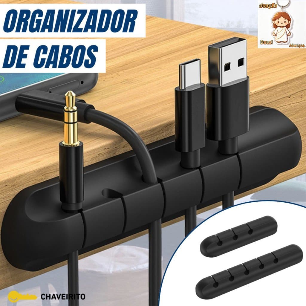 Organizador de Cabos e Fios Para Mesa | Fita Adesiva Alta Qualidade