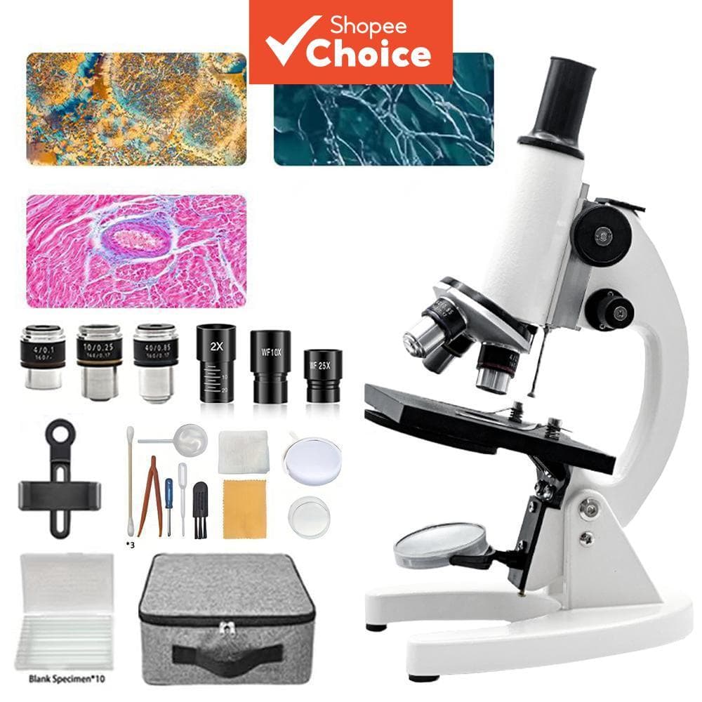Microscópio Óptico Monocular 64X-2400X-Digital De Biologia Científica Escolar Para Crianças Estudantes Educação Em Labor