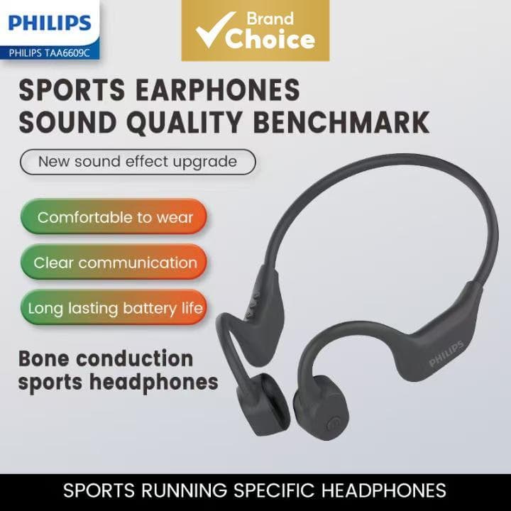 Philips TAA6609C Fones de Ouvido Abertos de Condução Óssea Bluetooth Esportivos à Prova d'Água e Suor, Adequados para