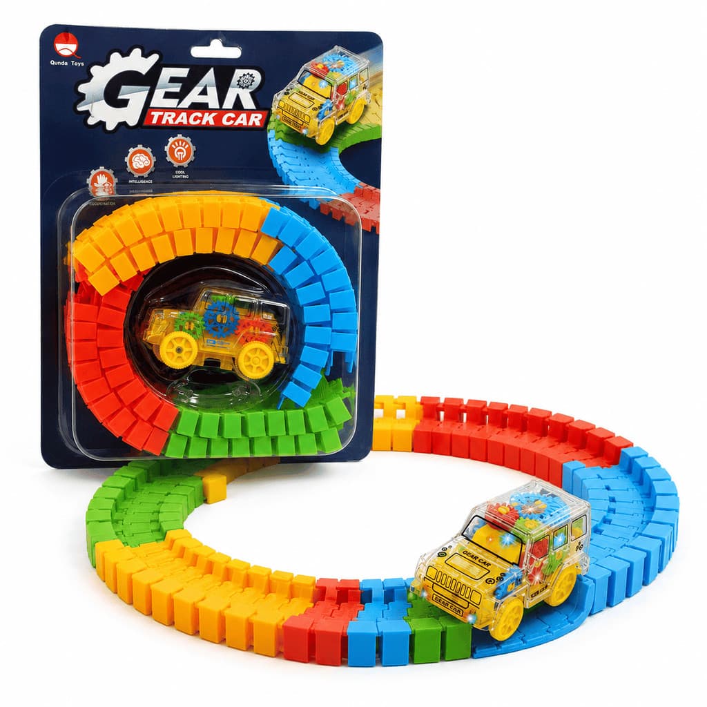 Pista Flexível Gear Car Deluxe 120 Peças com Carrinho LED