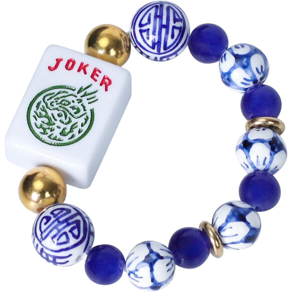 Acessório de Mahjong Americano Jongyance (Azul) com uma peça Joker, adequado para pulsos com medidas entre 5,7 e 7,25 po