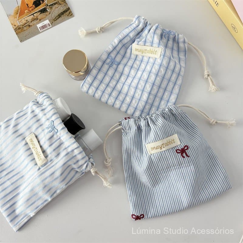 Bolsa de Armazenamento Portátil Grande Capacidade com Cordão, Estampa de Borboleta Listrada, Bonita e Fresca, Adorável M