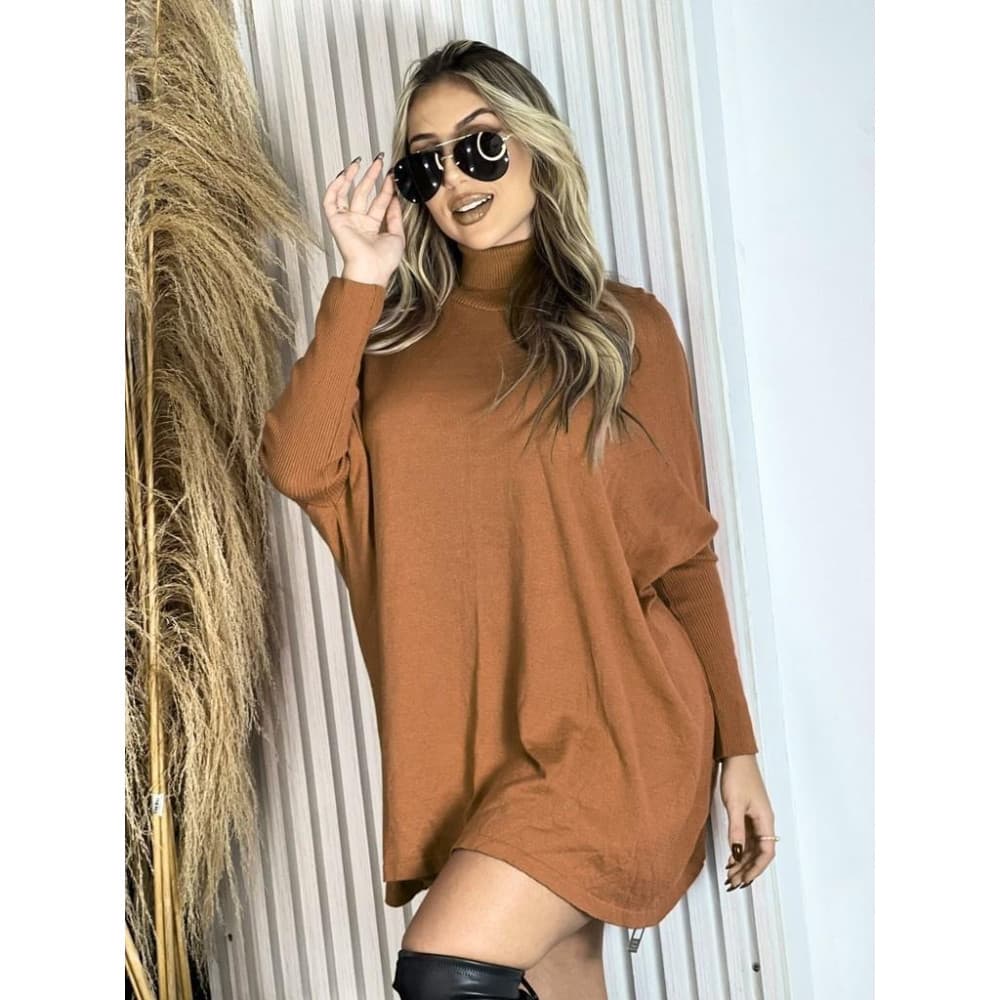 Blusa Poncho Feminina Suéter Modal Gola Alta Pluz Size Inverno Moda ！！
