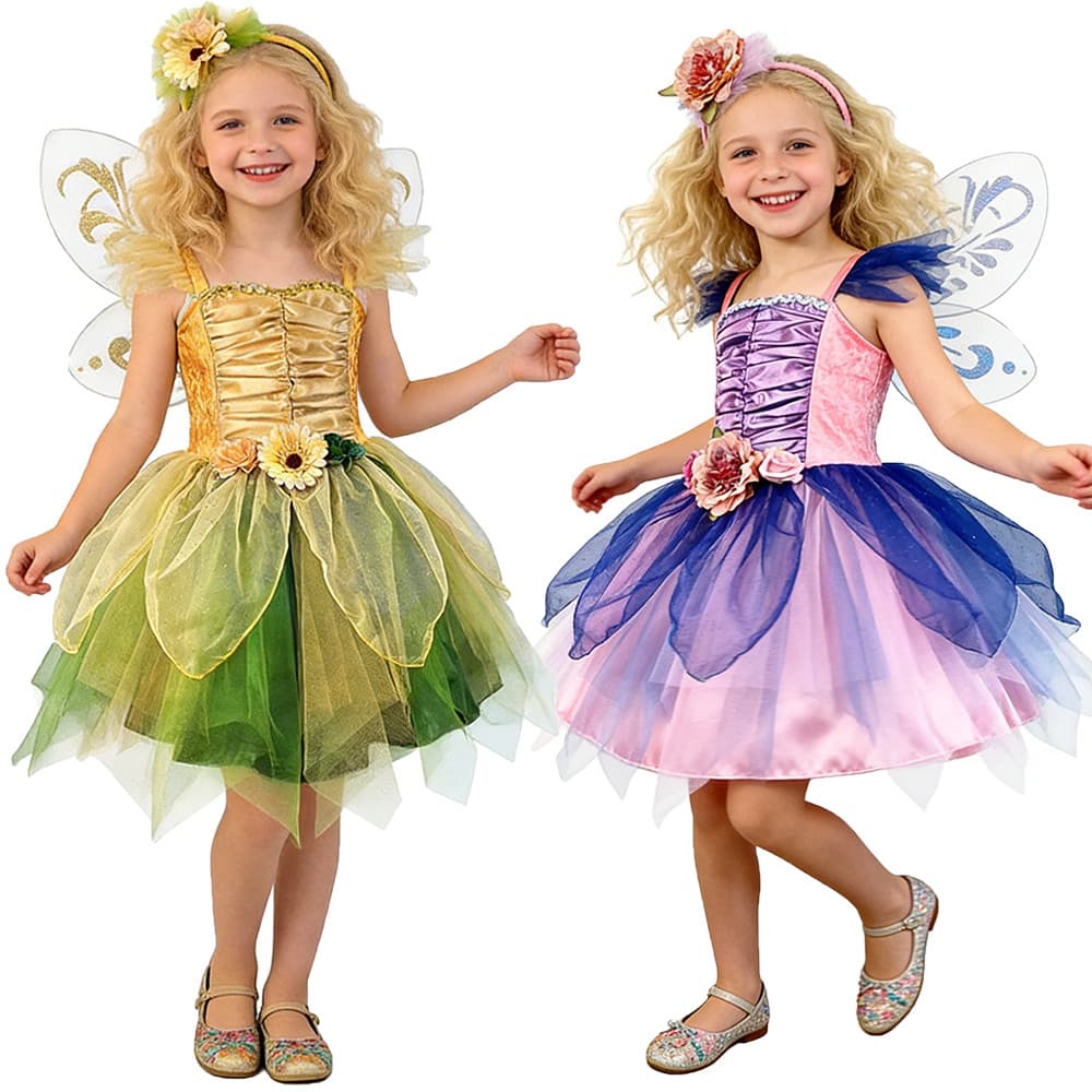 2026 Festa De Aniversário Tinker Meninas Sino Traje Fantasia Fada Vestido De Princesa Desempenho De Palco Flor Elfo Tutu