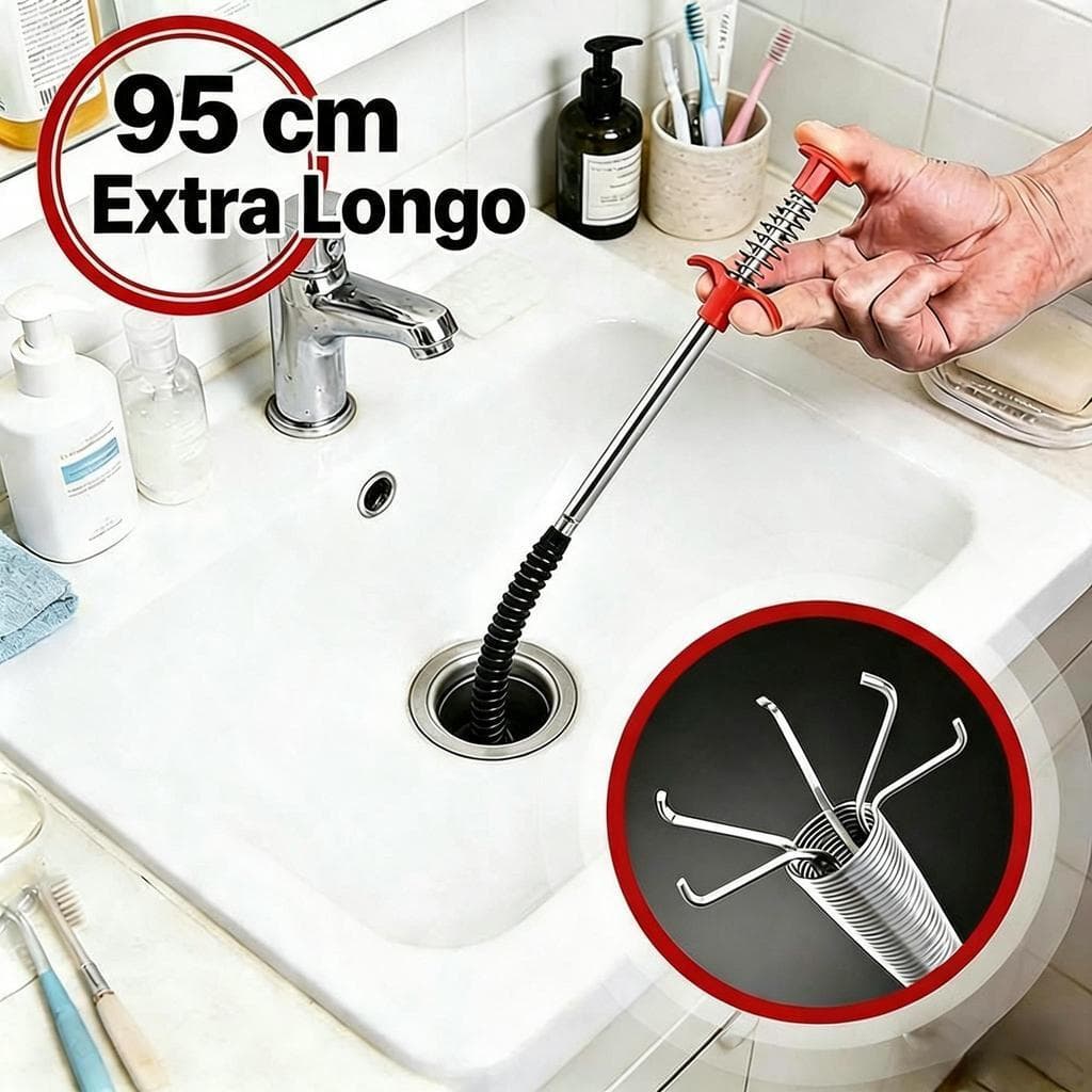 95cm Extra Longo-Desentupidor Para Ralo Com Garra e Pia Pegador de Objetos