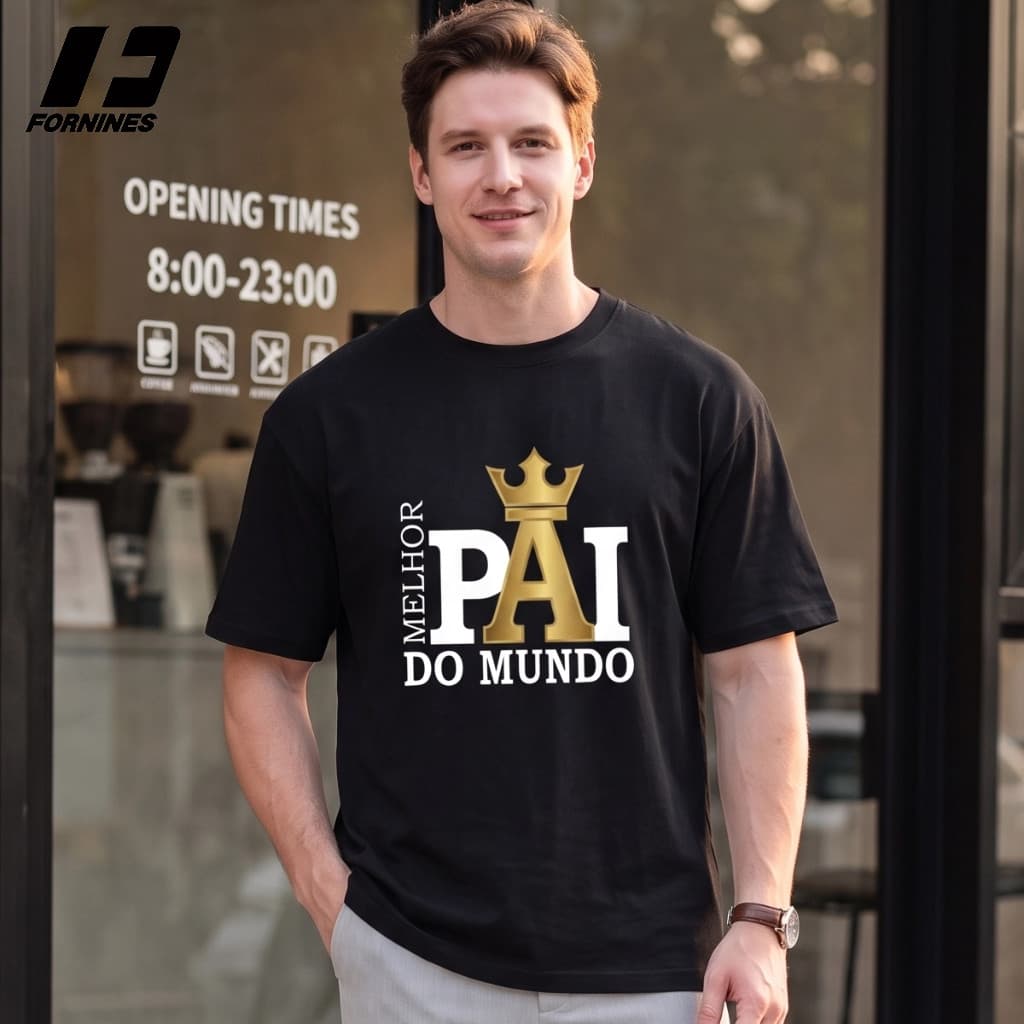 Camiseta Dia Dos Pais Melhor Pai Do Mundo Presente Papai Herói Filho 100% Algodão Premium Masculina