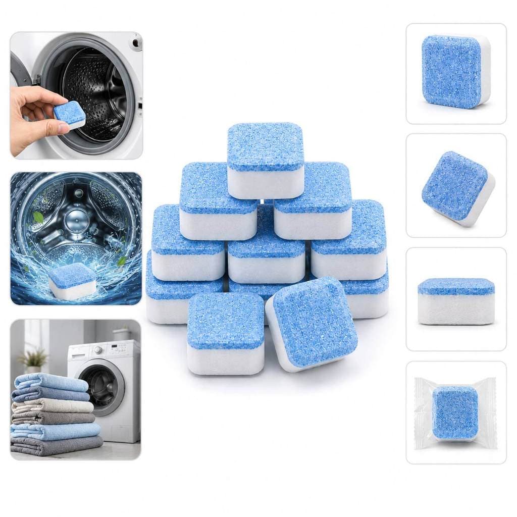 Kit 12 Pastilhas para Limpeza Higienizar Máquina de Lavar
