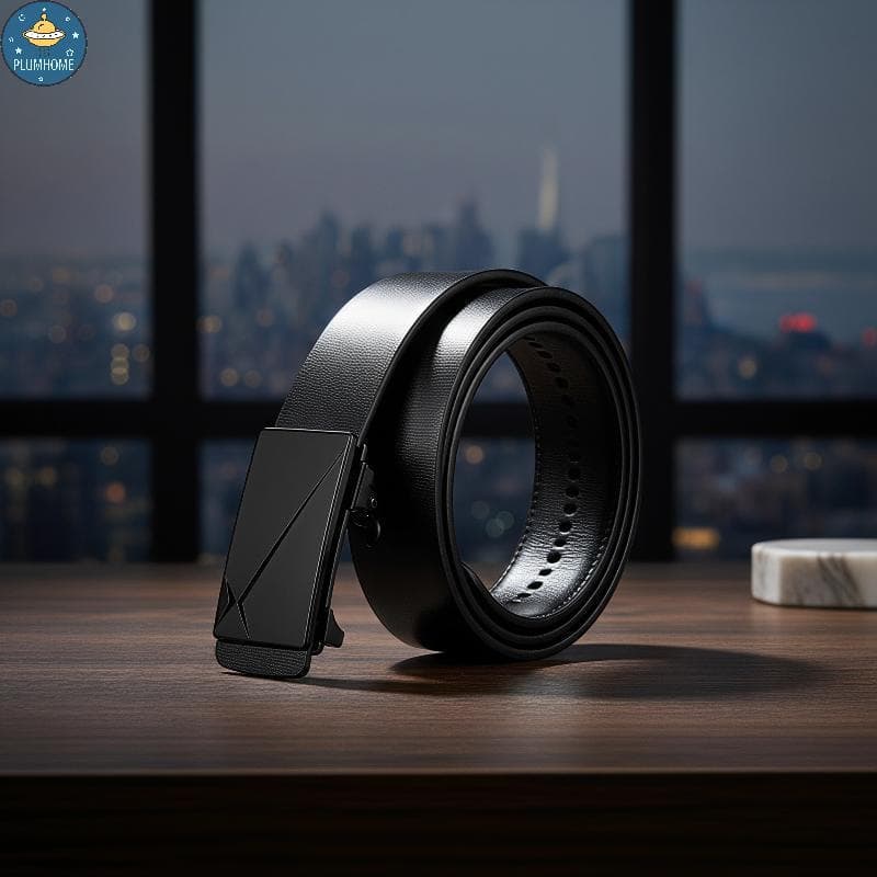 PLUMHOME Cinto Bule PU Automático Masculino Minimalista Elegante Alça De Cintura Para Escritório Trabalho Data Roupas Na