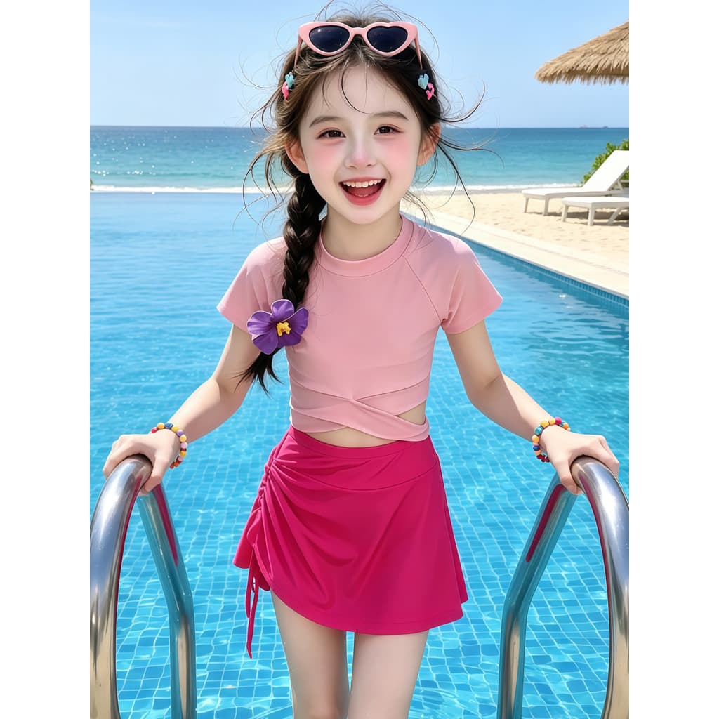 🔥 para Meninas Praia Piscina 🔥 Maiô com Saia Infantil Moda Praia Meninas VENDA QUENTE Meninas E # 39 ; Maiô Dividido V