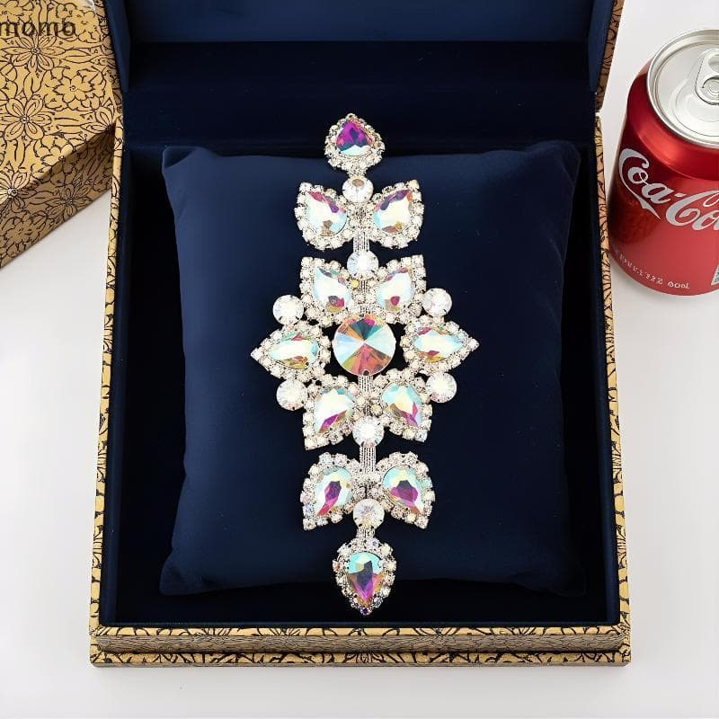 [momo] 1 Peça De Aplique De Strass Crystal AB Flatba Para Chapéu E Bolsa De Casamento