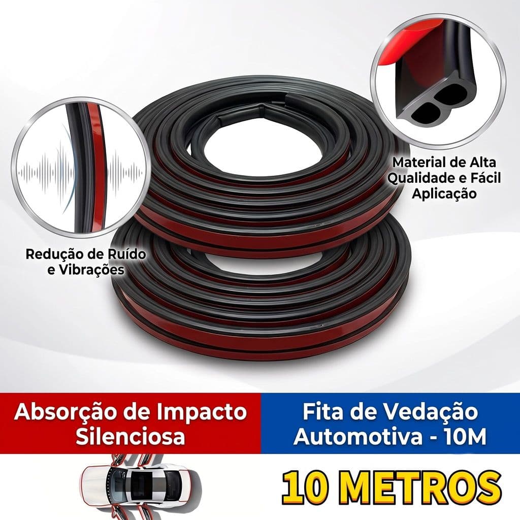 Borracha Vedação Porta Carro 5M 10M Extra Grossa Anti Ruído Universal