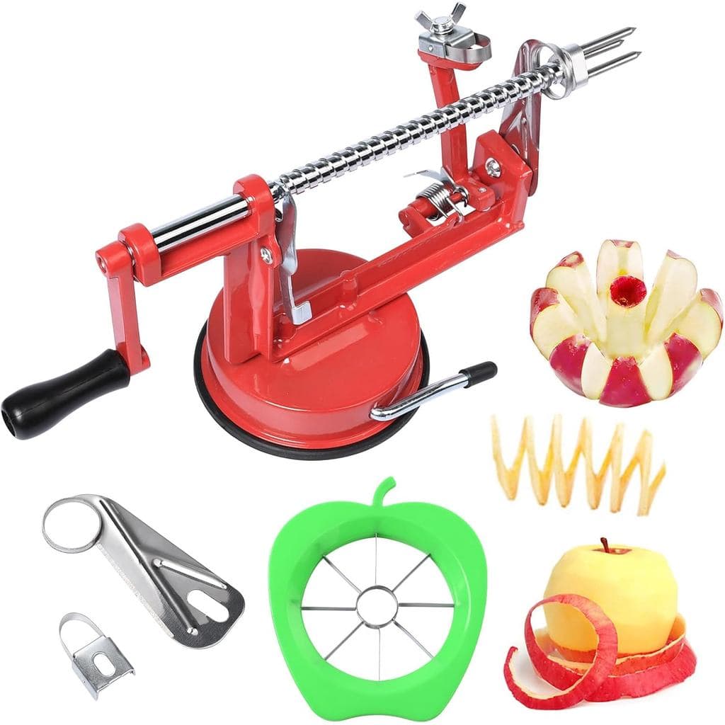 Descascador e Descaroçador de Maçãs, Descascador de Maçãs, 3 em 1: Descasca, Corta e Remove o Caroço, com Base de Sucção