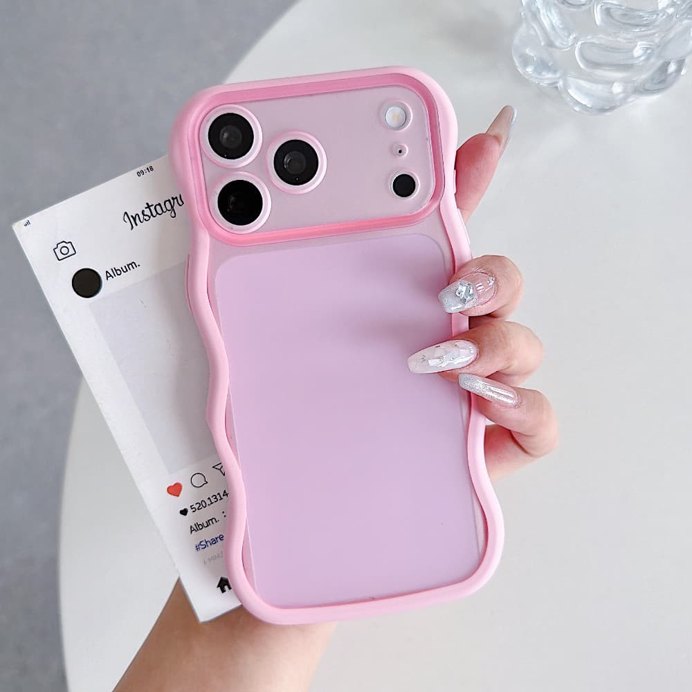Nova Capa De Telefone Fosca Em Cor Doce Para iPhone 18 17 16 15 14 13 12 11 Pro Max Borda Forma De Onda Semi Transparent