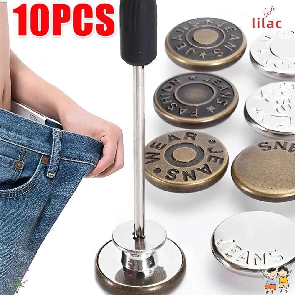 LILAC 10 Unidades/Pacote Botão Extensores De Cintura , Com Chave De Fenda Botões Jeans Sem Pregos , Acessórios De Costur