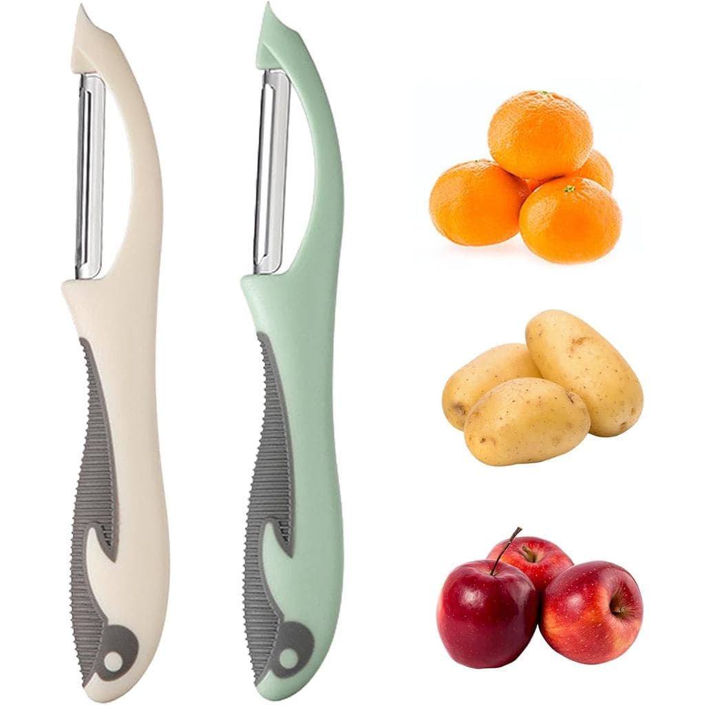 Conjunto de 2 Descascadores de Legumes Trez Treamer para Cozinha, Descascador Seguro para Batatas (2, Azul/Verde) K1KD