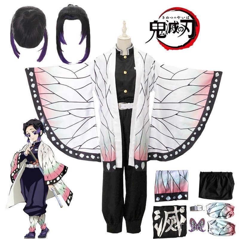 Fantasias de Cosplay Femininas de Anime, Traje Completo da Kochou Shinobu, Roupa para Festa de Halloween VNKN