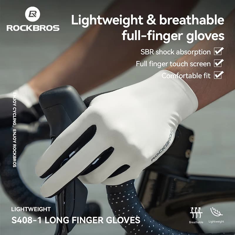 ROCKBROS Luvas De Ciclismo Homens Mulheres Primavera Outono SBR Absorção De Choque Antiderrapante Respirável Touchscreen