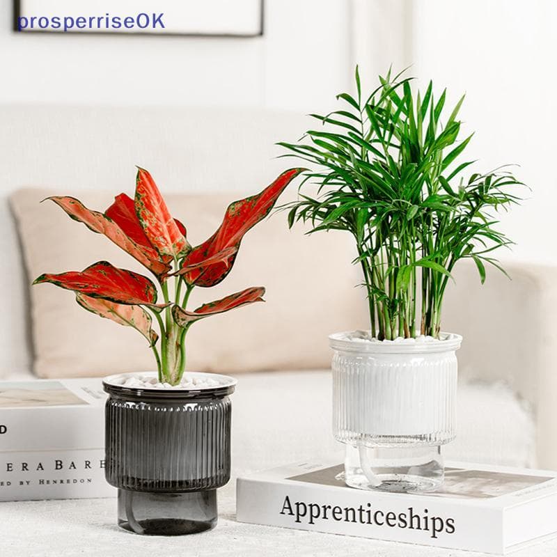 [newpros] Mini Vaso De Flores Com Rega Automática Tanque De Peixes Vasos De Plantas De Plástico Transparente Planta Para