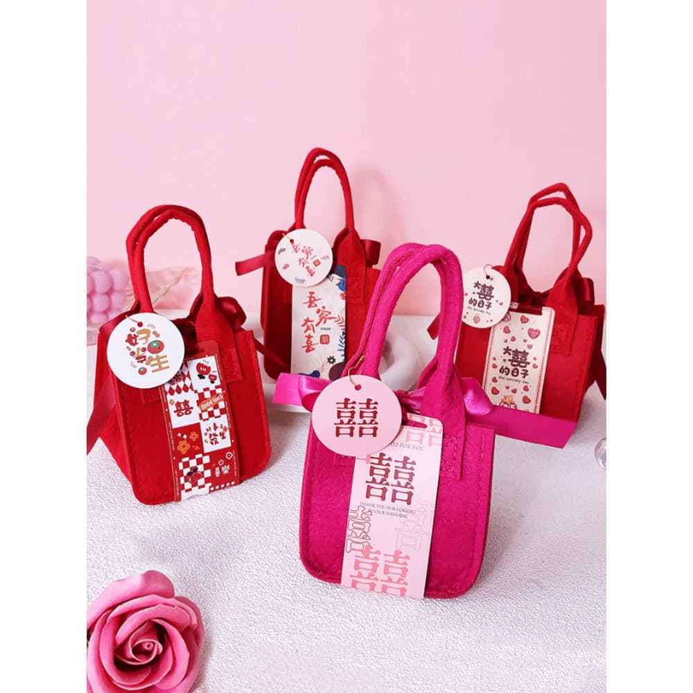 Novo saco de feltro para doces de casamento, sacola festiva, lembrança, retorno de casamento, presente, caixa de doces d