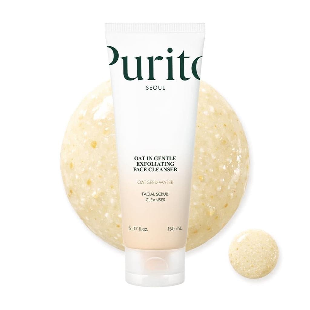 PURITO Limpador Esfoliante de Aveia |   Gel de Limpeza Facial Diário de Argila para Cuidado dos Poros |   Gel de Limpeza