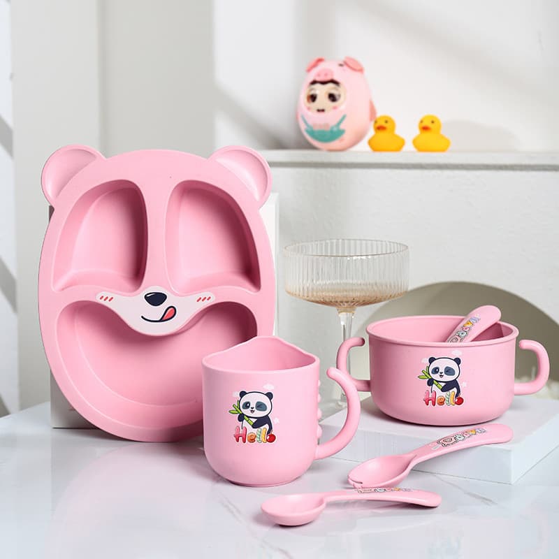 [Estoque pronto] Xiaojian Tiger Prato Infantil Antibacteriano Conjunto de 5 Peças Talheres Conjunto de Prato Koala de Ja