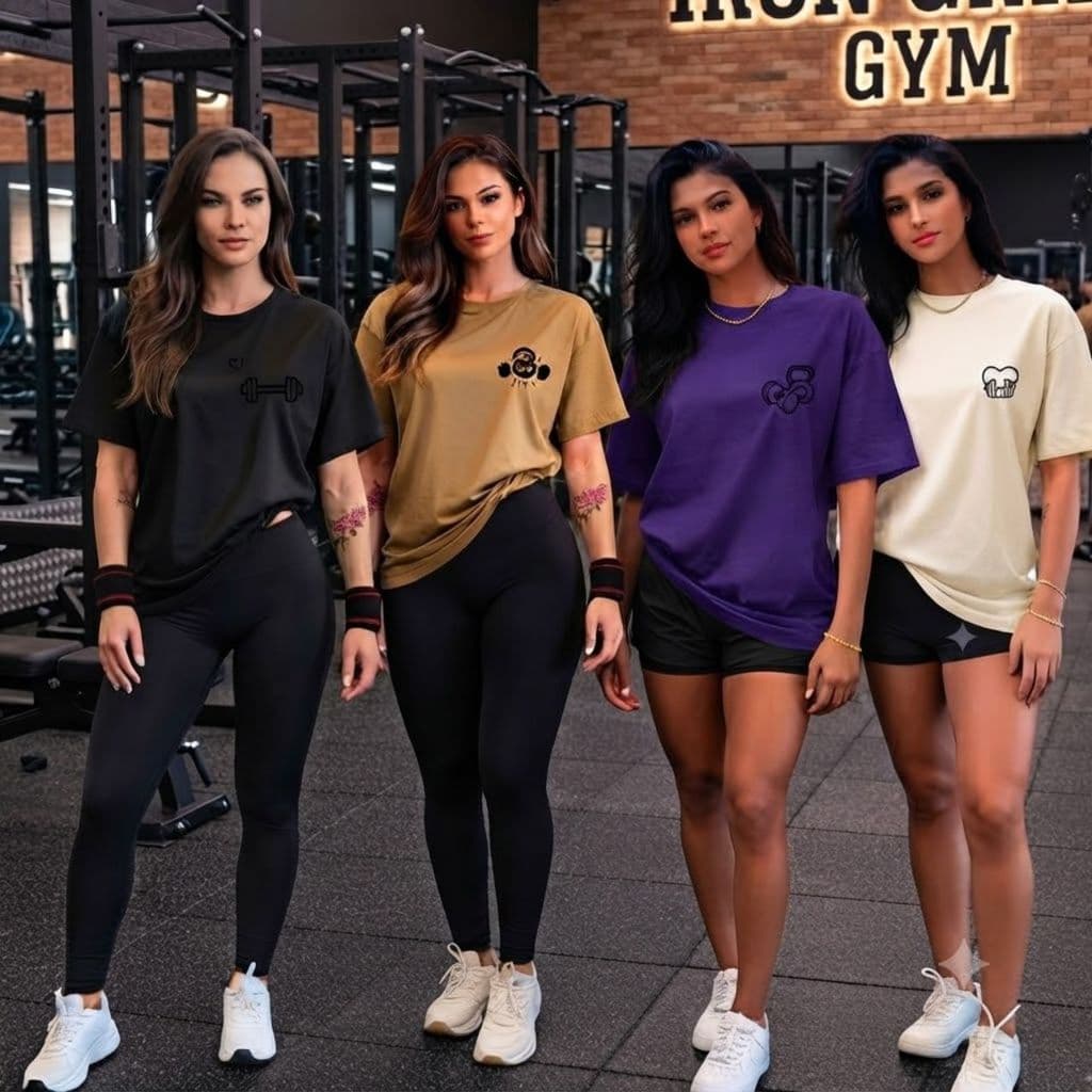 Kit 4 Camisetas Feminina Musculação Academia Blusa T Shirt Gym Oversized