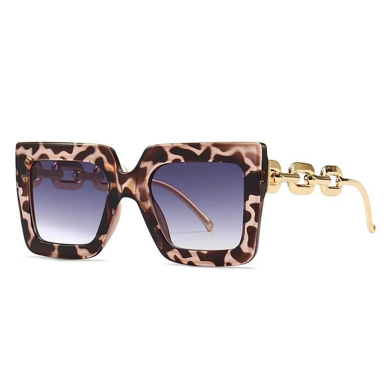Nova Moda Feminina Óculos De Sol Quadrados Para Senhoras Vintage Metal Corrente Tons