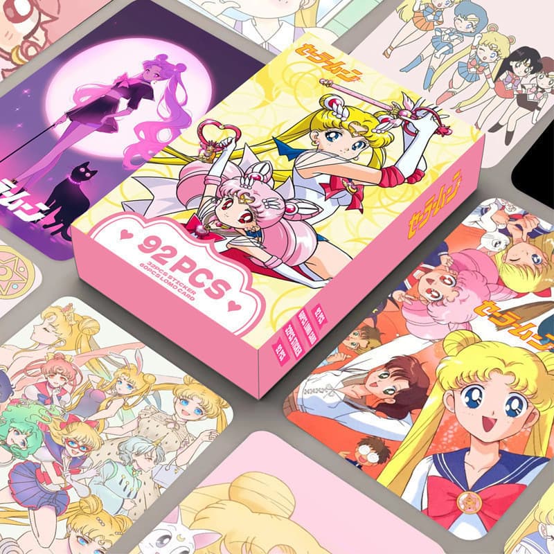 Anime Pretty Soldier Sailor Moon Lomo Card Cartão Fotográfico De Dupla Face Postal Sticker 92pcs/box