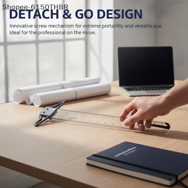 [VJ] Régua Quadrada T Ferramenta De Desenho Removível Multifuncional 45/60/70/80cm Plástico Para Classe De Arte Design A
