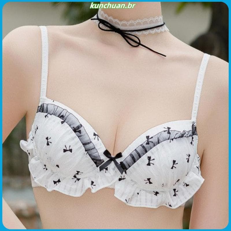 Novo estilo meninas roupa interior seios pequenos reunindo luz copo fino sem anel de aço japonês doce puro desejo até su