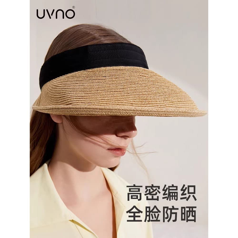 KK sob a árvore Banner UVNO chapéu feminino protetor solar palha chapéu pára-sol oco topo Anti-ultravioleta grande borda
